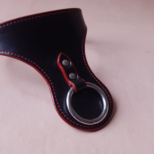 Collier en cuir - 31 cm - noir & rouge
