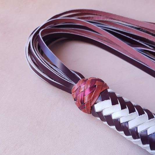 Martinet cuir & knot - 66 cm - blanc & marron
