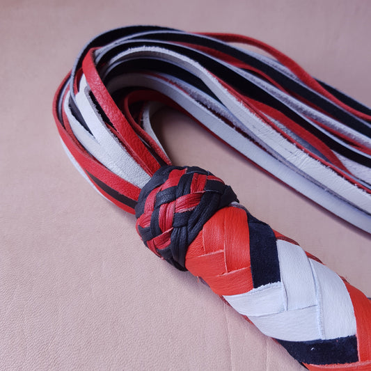 Martinet cuir & knot - 52 cm - noir, blanc & orange