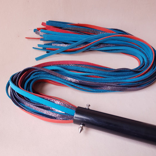 Martinet cuir & acier - 60 cm - bleu, orange & violet