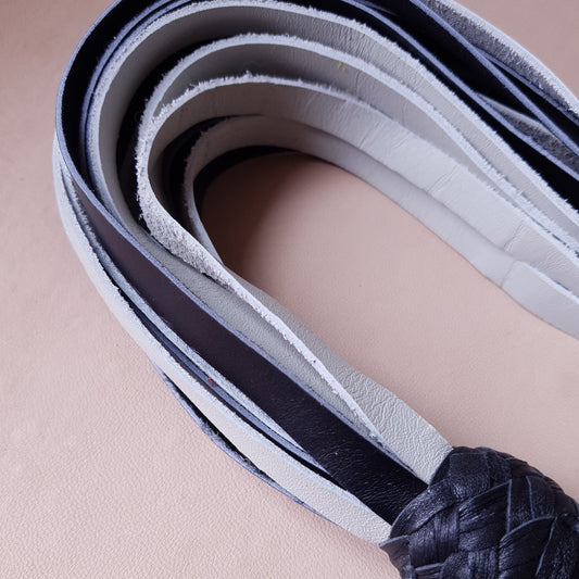 Martinet cuir & knot - 79 cm - noir & blanc