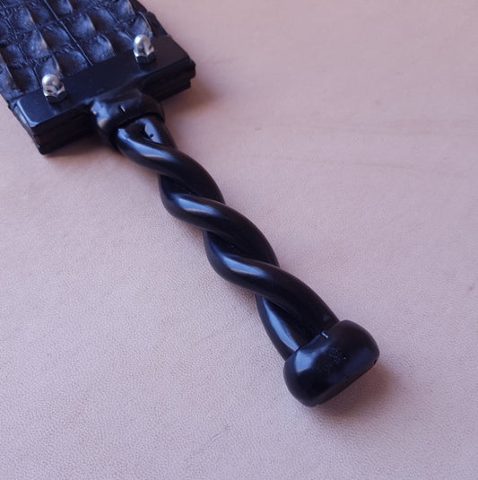 Paddle cuir (caïman) & acier - 42 cm - noir