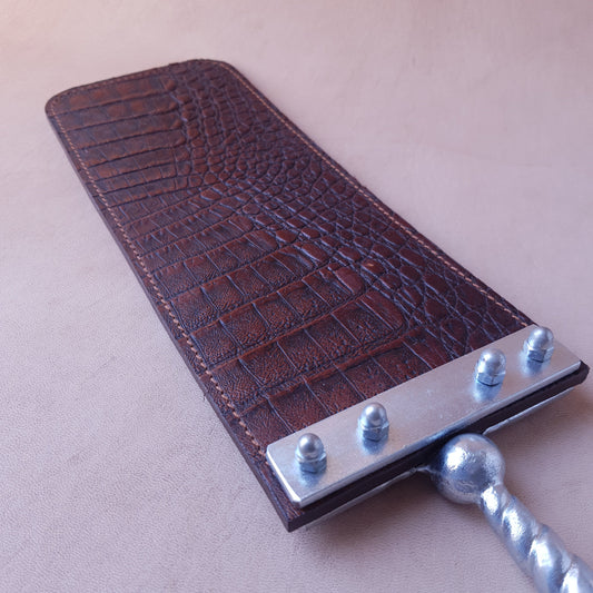 Paddle cuir & acier - 43 cm - marron