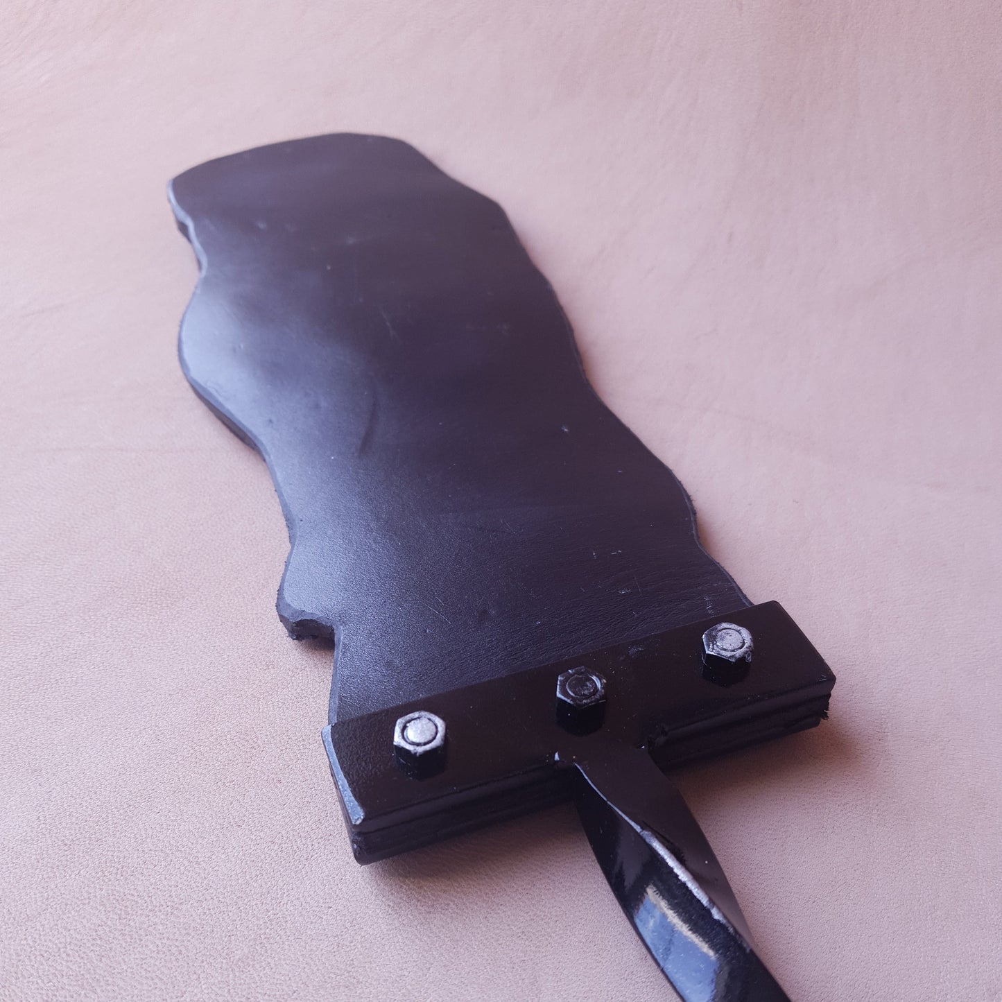 Paddle cuir (caïman) & acier - 41,5 cm - marron