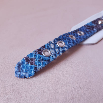Collier en cuir - 35 cm - bleu & blanc