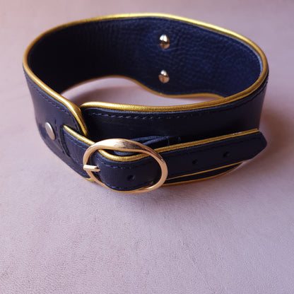 Collier en cuir - noir & or