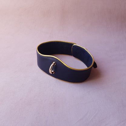 Collier en cuir - noir & or