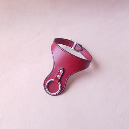 Collier en cuir - 33 cm - rouge