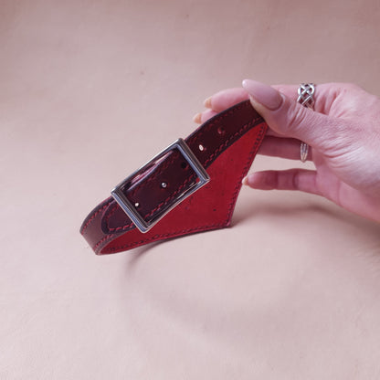 Collier en cuir - 33 cm - rouge