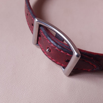 Collier en cuir - 33 cm - rouge