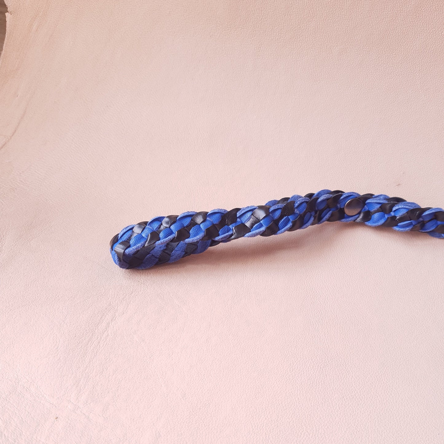 Laisse en cuir - 87 cm - bleue & noire