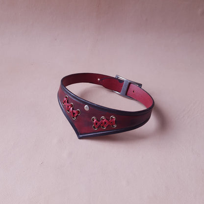 Collier en cuir - 31 cm - bordeaux