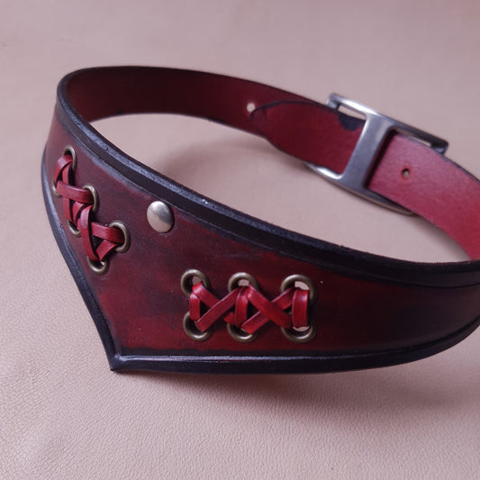 Collier en cuir - 31 cm - bordeaux