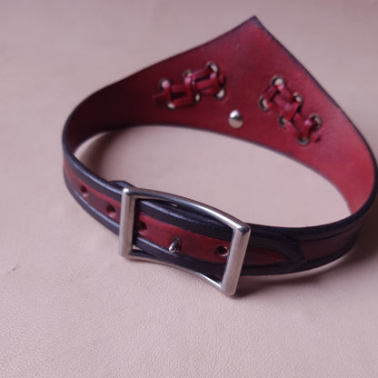 Collier en cuir - 31 cm - bordeaux