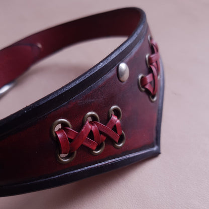 Collier en cuir - 31 cm - bordeaux