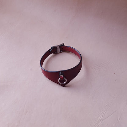 Collier en cuir - 32 cm - rouge