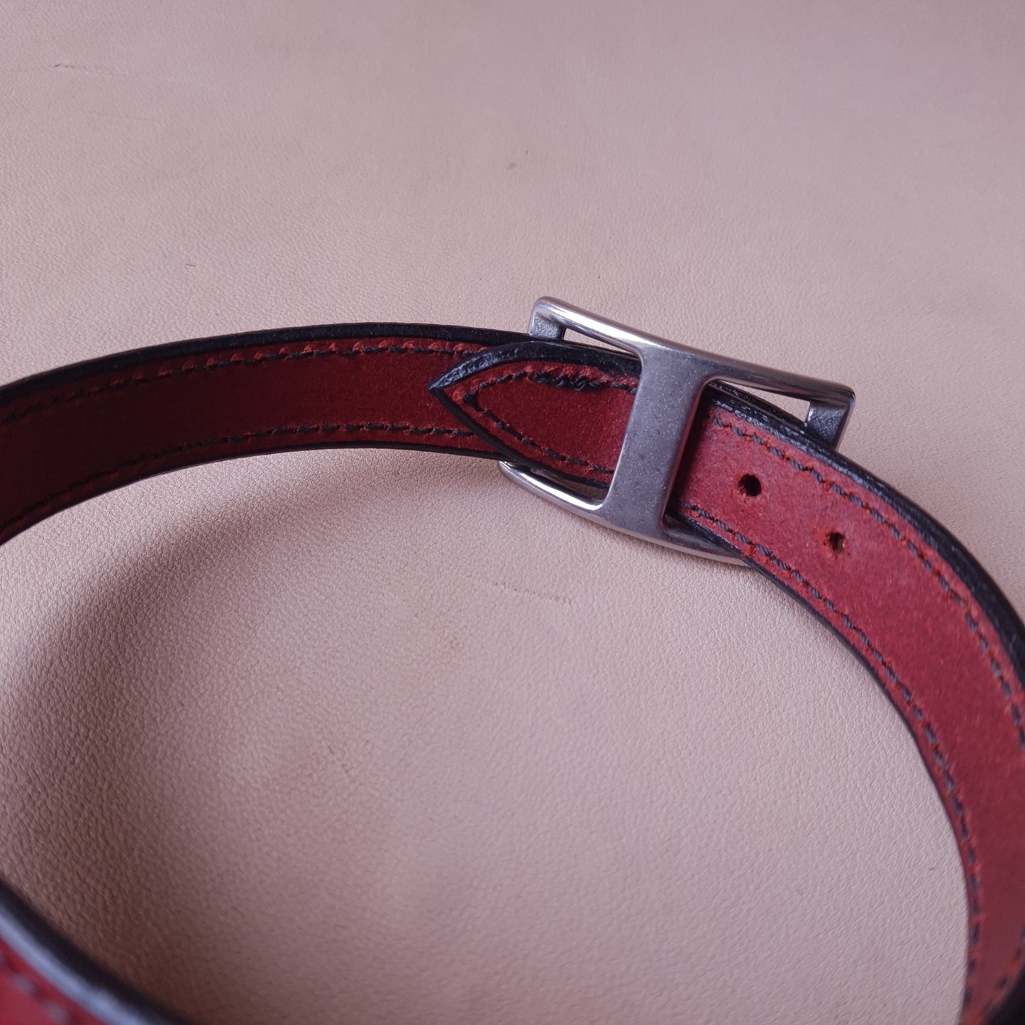 Collier en cuir - 32 cm - rouge
