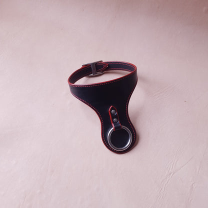 Collier en cuir - 31 cm - noir & rouge