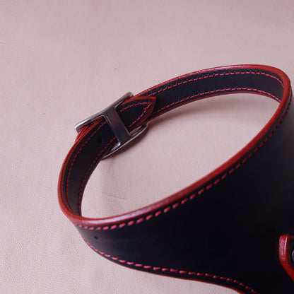 Collier en cuir - 31 cm - noir & rouge