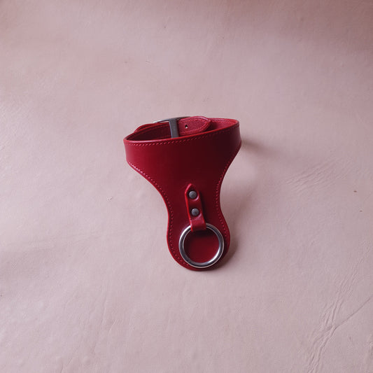 Collier en cuir - 31,5 cm - rouge