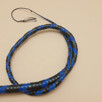 Single Tail Whip - 100 cm braided leather - blue & black