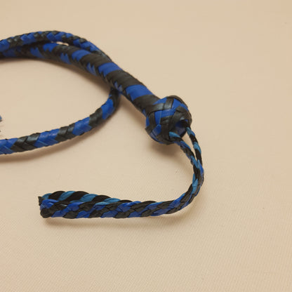 Single Tail Whip - 100 cm braided leather - blue & black