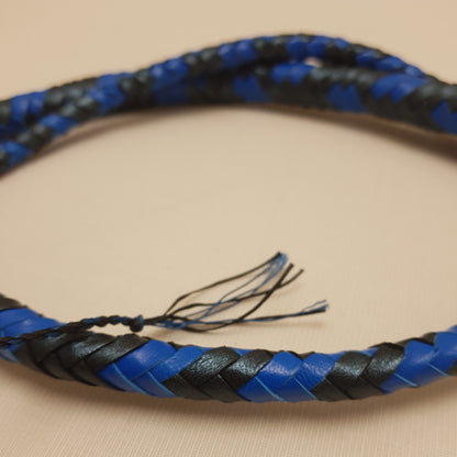 Single Tail Whip - 100 cm braided leather - blue & black