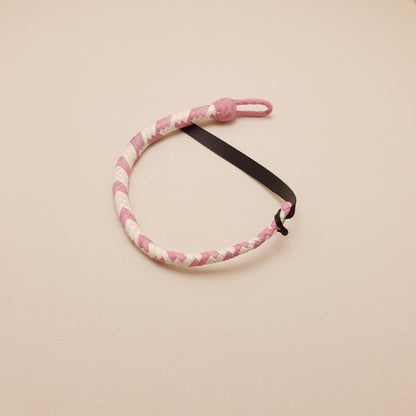 Fouet cravache mexicaine - 45 cm en cuir tressé - rose & blanc
