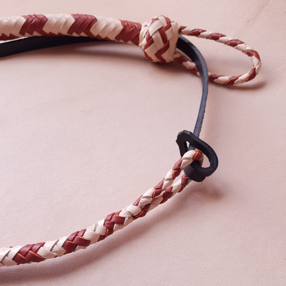 Fouet cravache mexicaine - 60 cm en cuir tressé - beige & marron