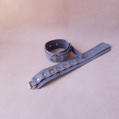 Menottes cuir - 27 cm - gris