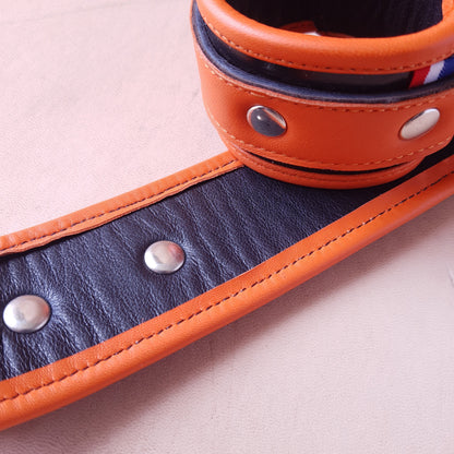 Menottes cuir - 20 cm - orange & noir