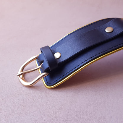 Menottes cuir - 27,5 cm - noir & or