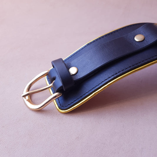 Menottes cuir - 27,5 cm - noir & or