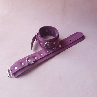Menottes cuir - 27,5 cm - bordeaux