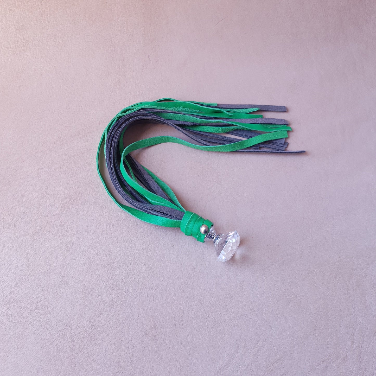 Martinet cuir - 36 cm - vert & gris
