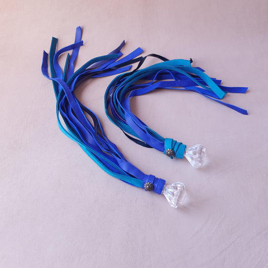 Paire de martinets cuir - 37 cm - bleu, vert & noir