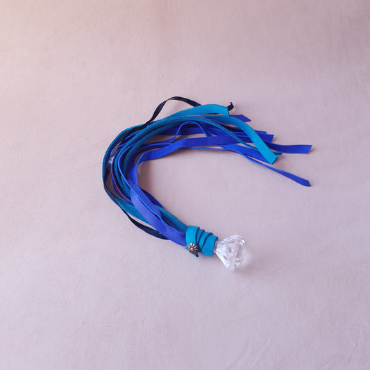 Martinet cuir - 37 cm - bleu, vert & noir