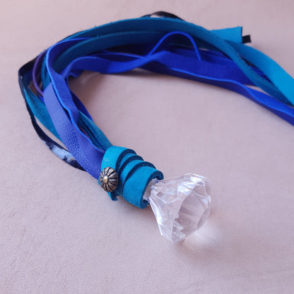 Martinet cuir - 37 cm - bleu, vert & noir