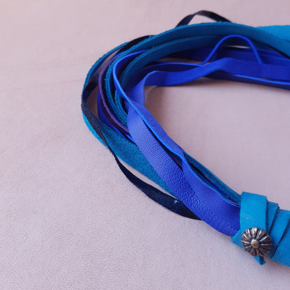 Martinet cuir - 37 cm - bleu, vert & noir