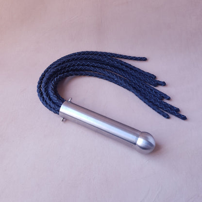 Martinet cat o nine cuir & inox - 55 cm - noir bleuté