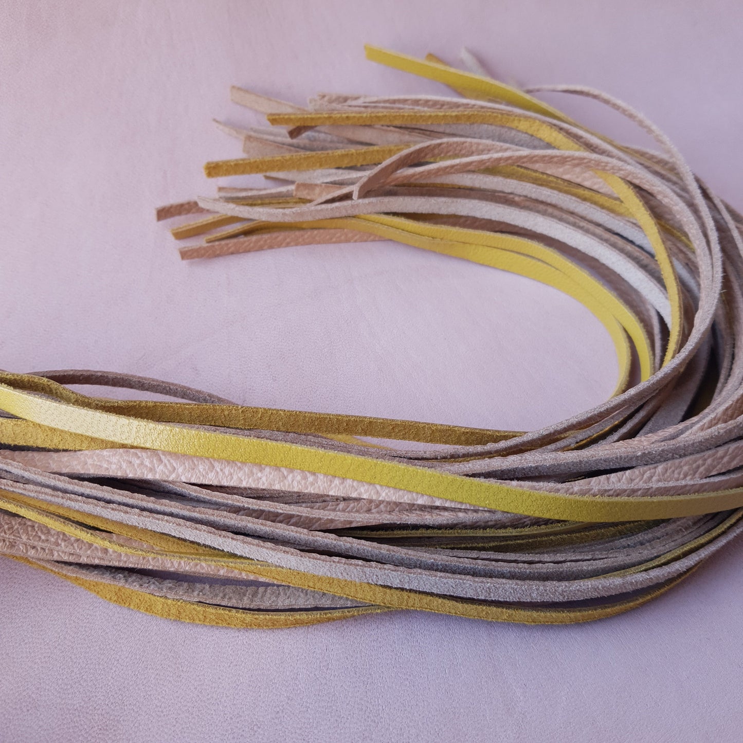 Martinet cuir & knot - 67 cm - jaune & beige