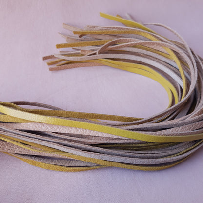 Martinet cuir & knot - 67 cm - jaune & beige