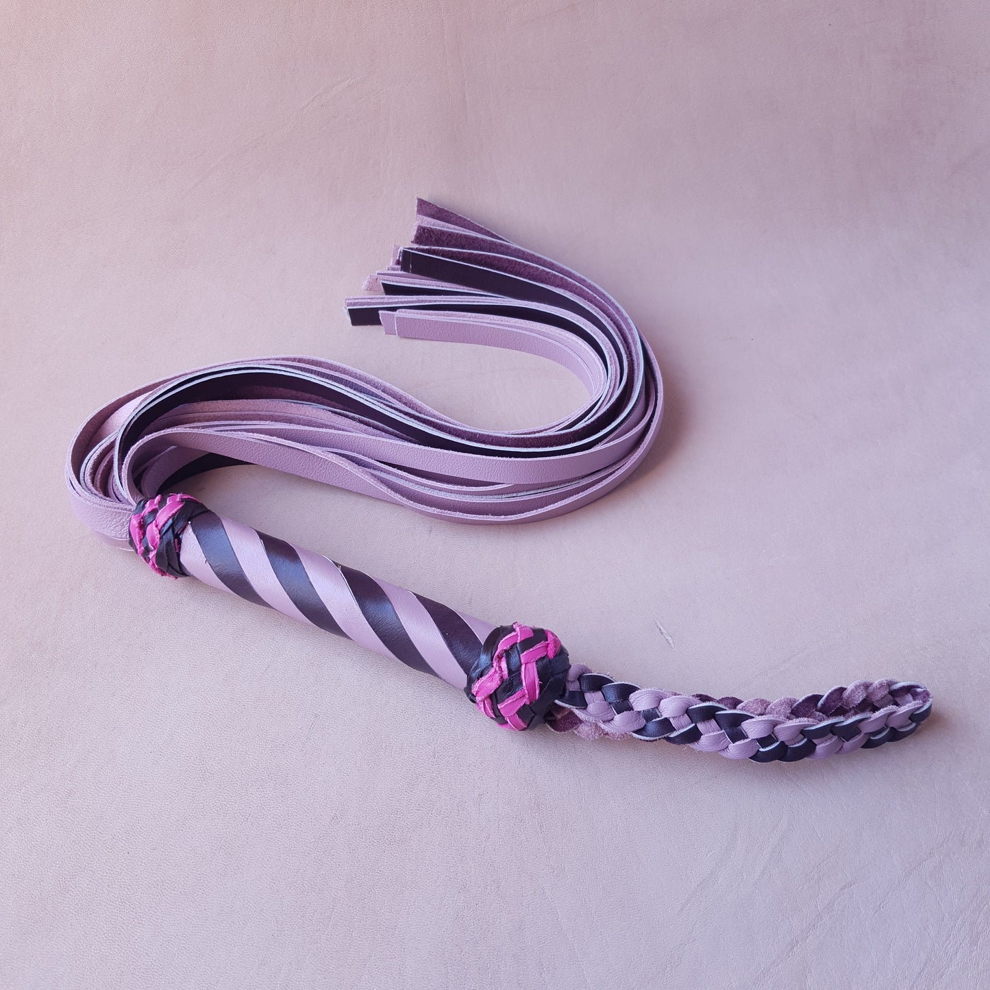 Martinet cuir & knot - 65 cm - rose & marron