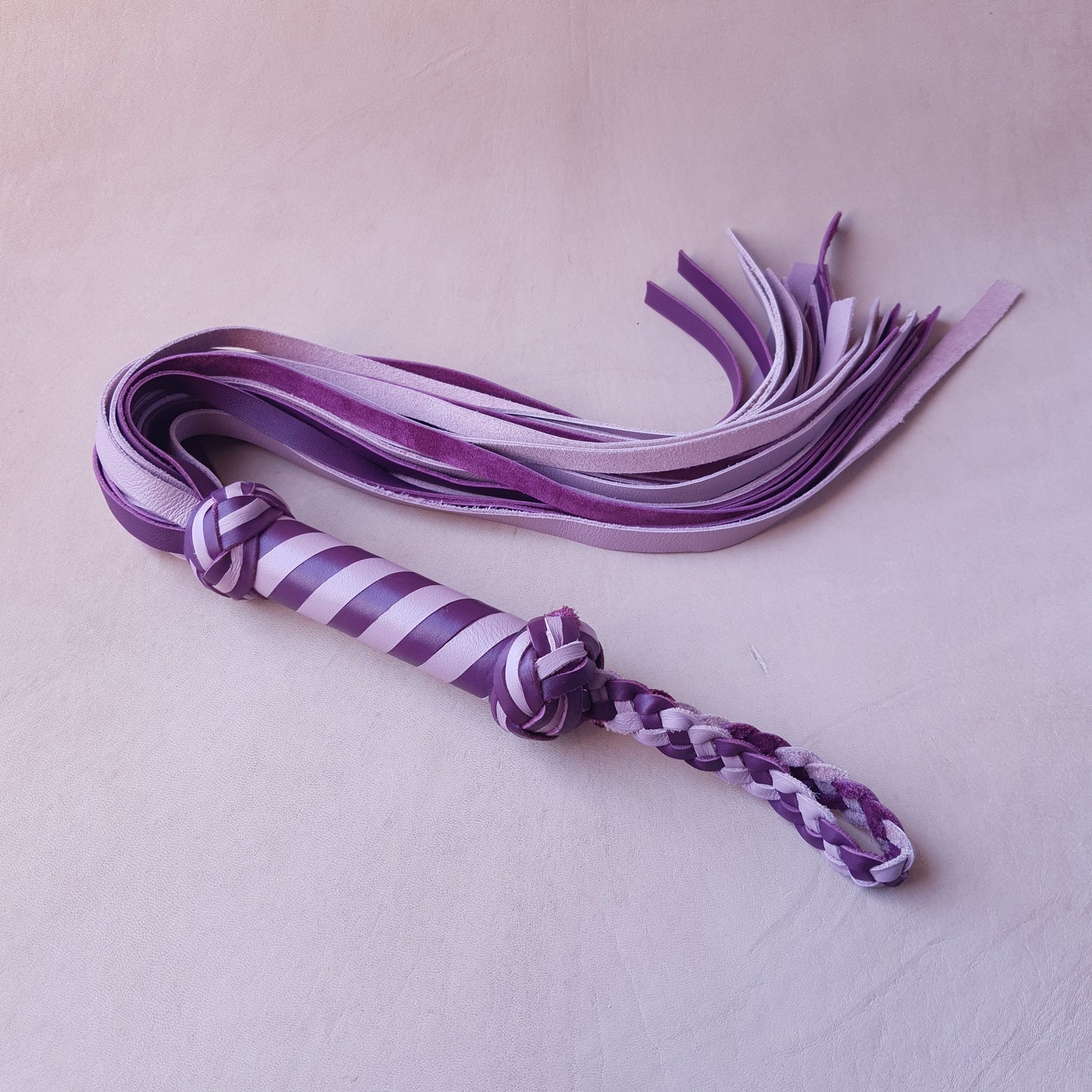 Martinet cuir & knot - 62 cm - rose & violet