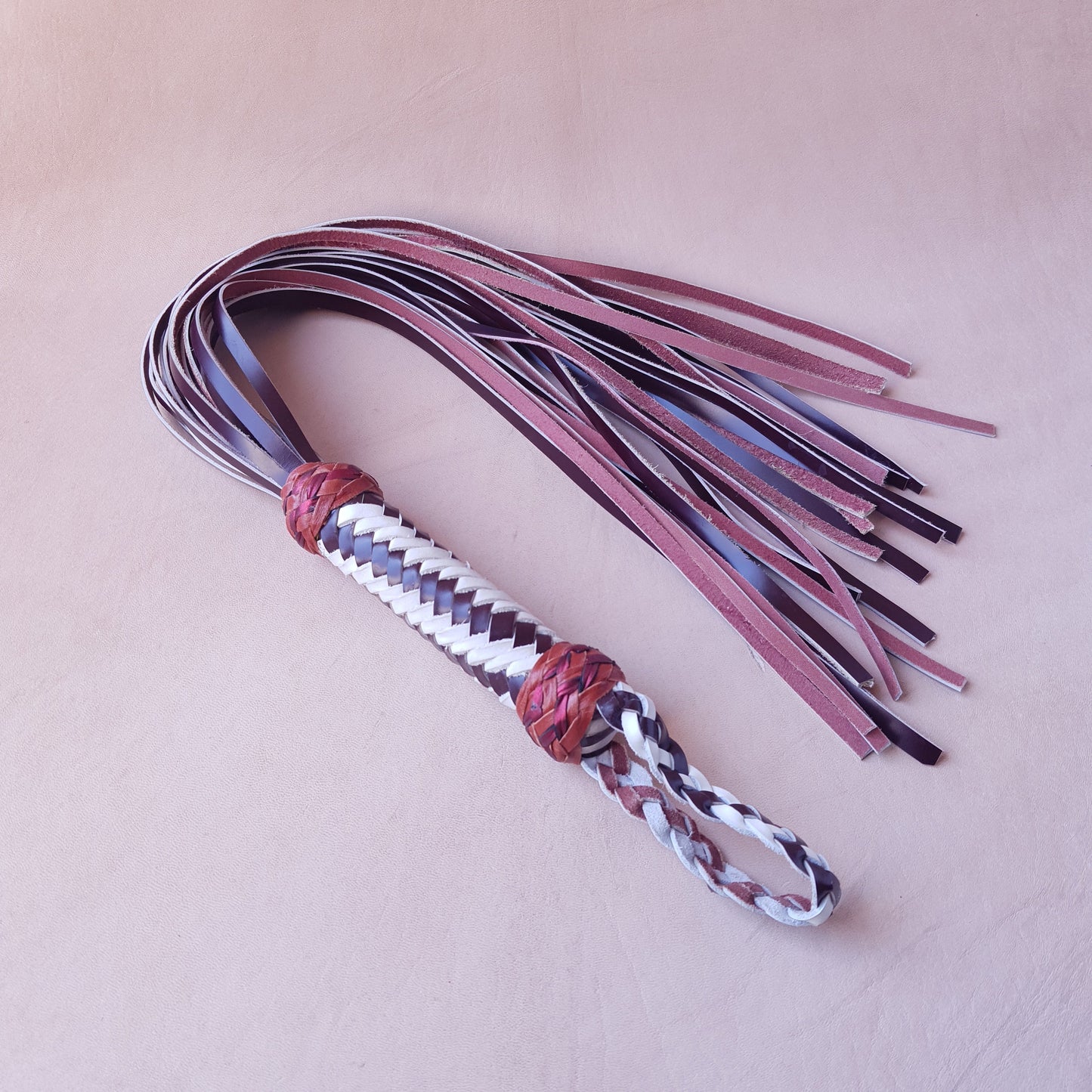 Martinet cuir & knot - 66 cm - blanc & marron