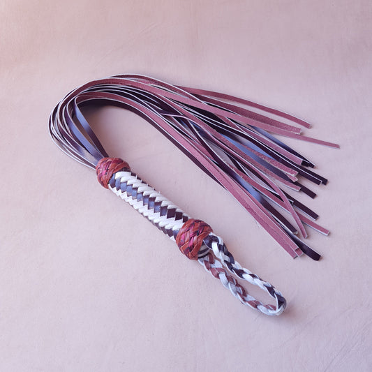 Martinet cuir & knot - 66 cm - blanc & marron
