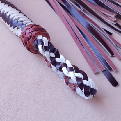 Martinet cuir & knot - 66 cm - blanc & marron