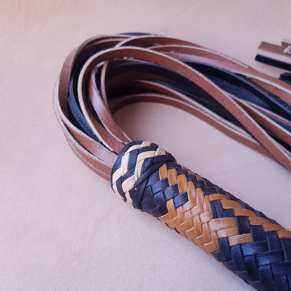 Martinet cuir & knot - 93 cm - noir & marron