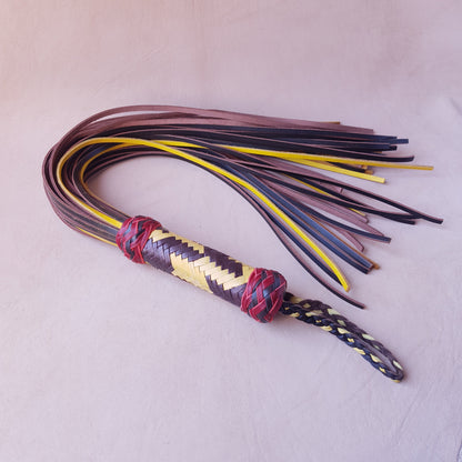 Martinet cuir & knot - 66 cm - marron, jaune & rouge