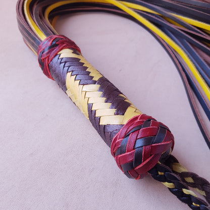 Martinet cuir & knot - 66 cm - marron, jaune & rouge